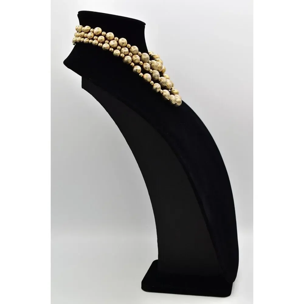 Coro Multi-Layered Beaded Collar Necklace Gold Tone Chunky Signed 1950s BinBM